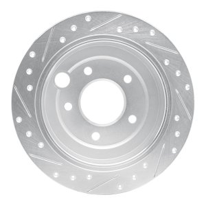 Mazda Millenia Brake Rotor (1) - Rear Right - R1 Concepts - Drilled & Slotted - Silver - `95-`02
